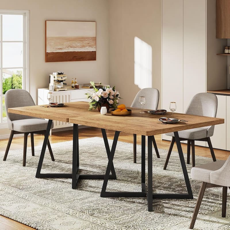 Small Dining Table for 4, 31.5 Inches Industrial Dinner Table with Metal Base