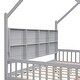 preview thumbnail 22 of 22, Full Size Wooden House Bed with Roof, Storage Drawers, and Shelf, Kids Play Bed