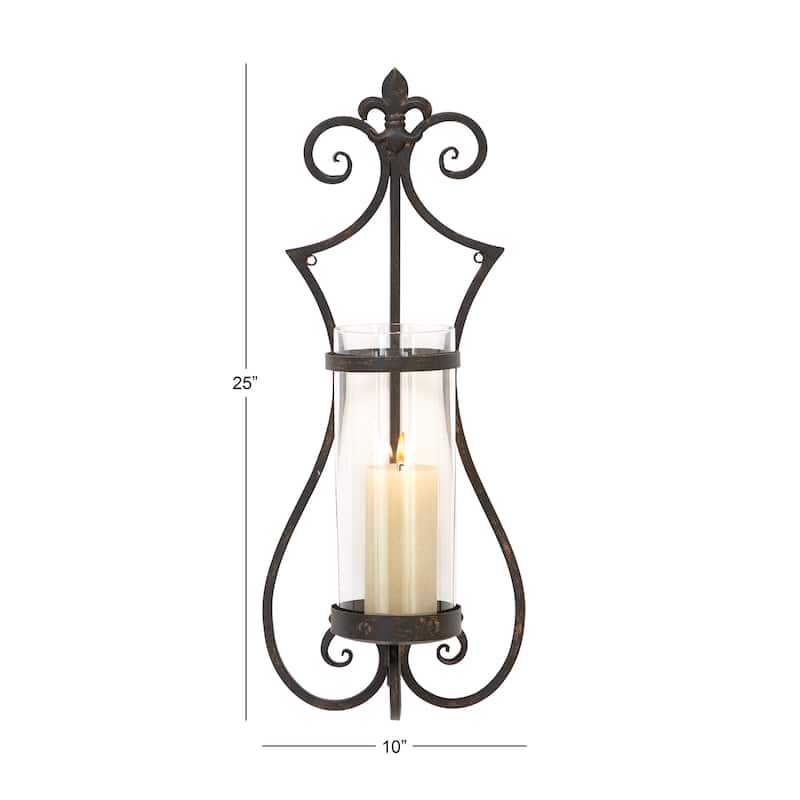 Metal Single Candle Wall Sconce - Black - Roche River Decor