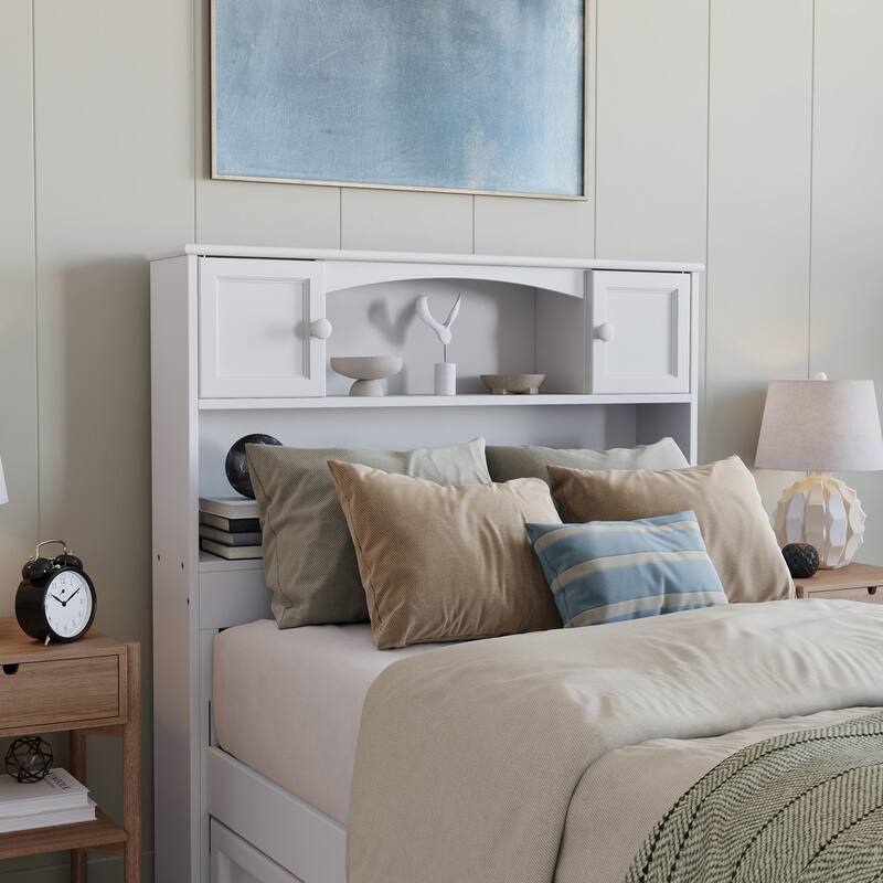 Twin Headboard With Storage & USB Charger - Handmade Home Decor, White