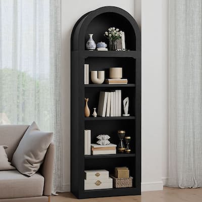 Moasis 68" Arched Bookshelf Open Display Bookcase with Storage Shelves for Living Room