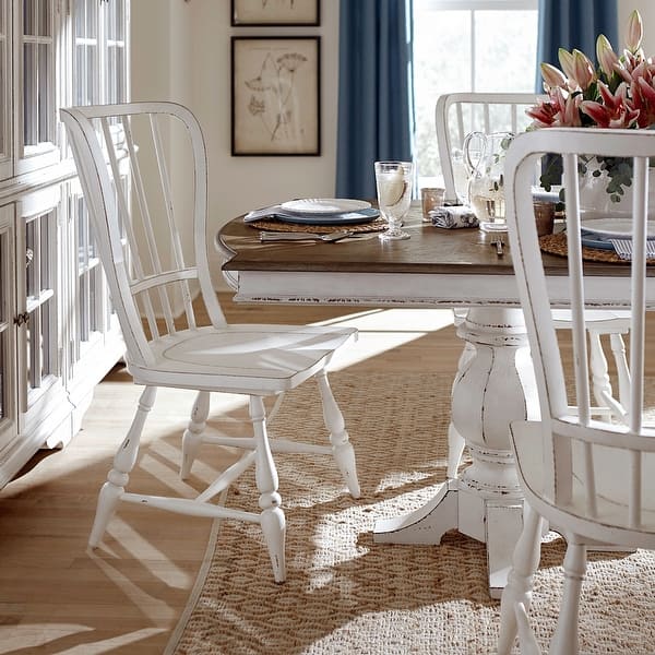 Magnolia Manor Double Pedestal Table for Dining Room with Removable Leaves - Width 44" x Depth 124" x Height 30"