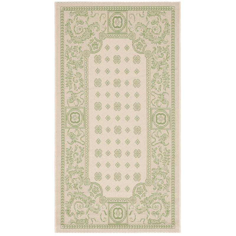 SAFAVIEH Courtyard Steve Indoor/ Outdoor Waterproof Patio Backyard Rug - 2'7" x 5' - Natural/Olive