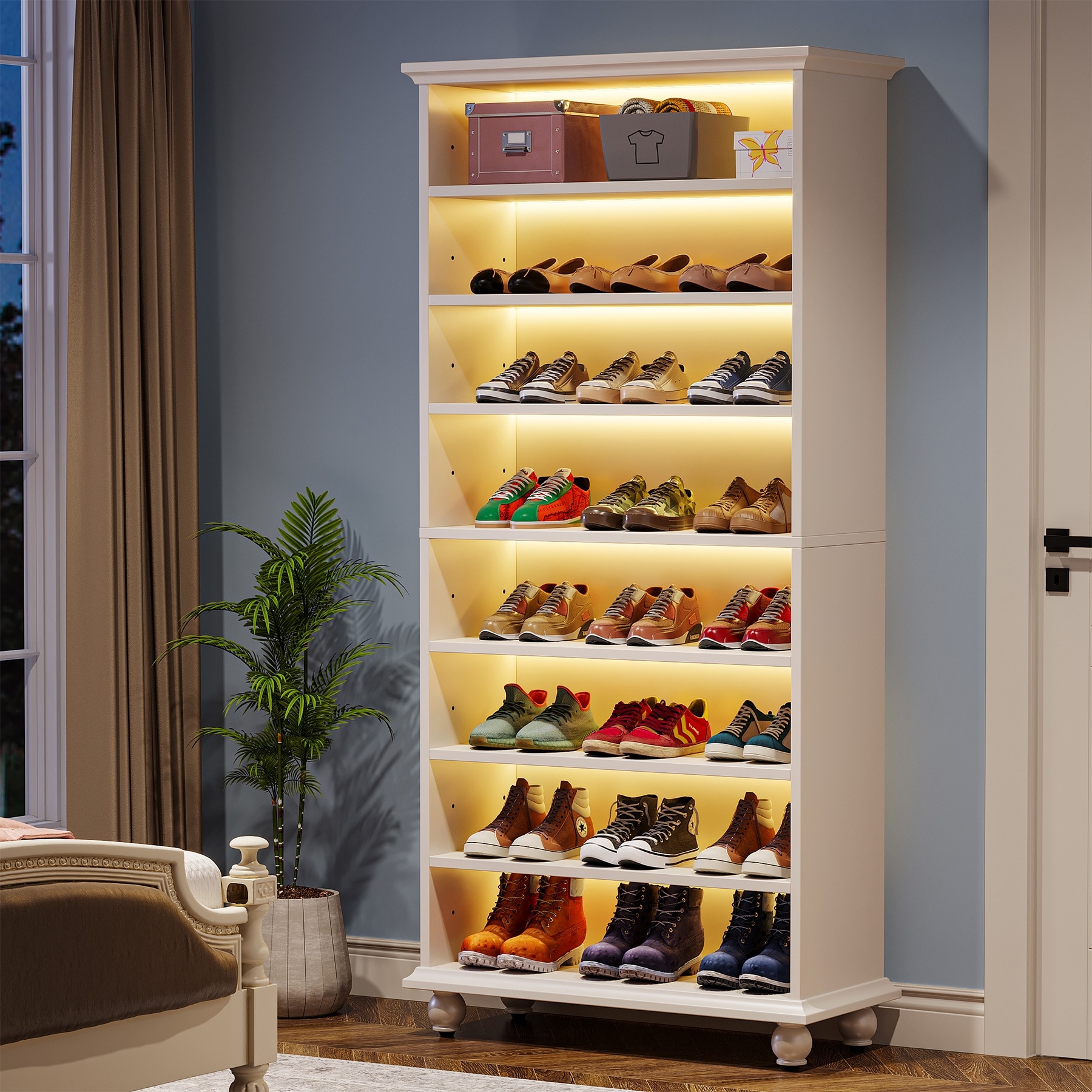 Shoe cabinet with lights outlet