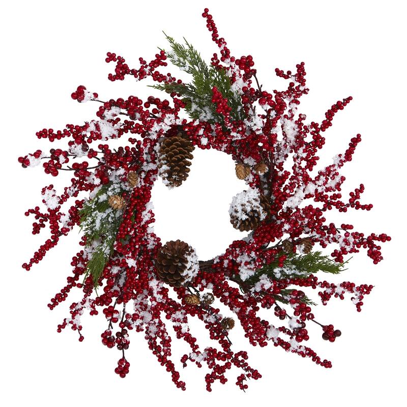 Frosted Cypress Artificial Christmas Wreath, 24-Inch, Unlit