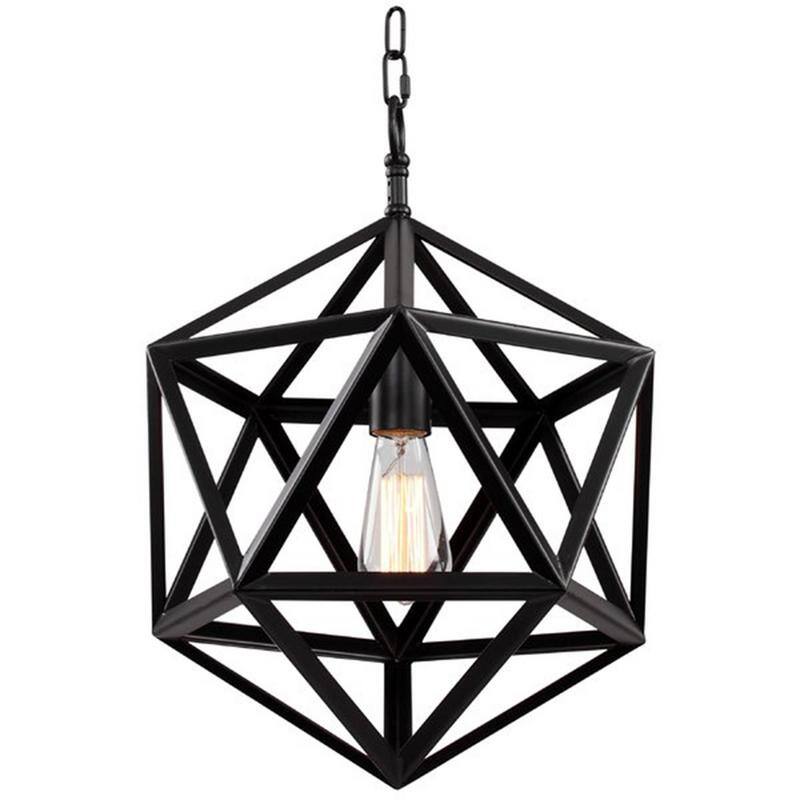 1 Light Black Rustic Cage Single Pendant Lighting
