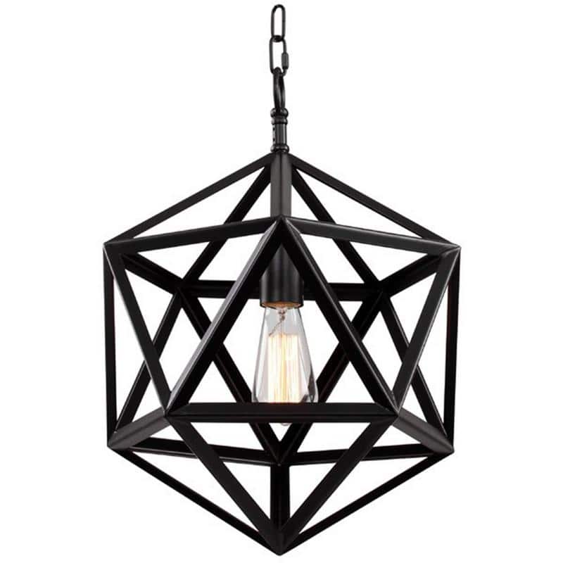 1 Light Black Rustic Cage Single Pendant Lighting