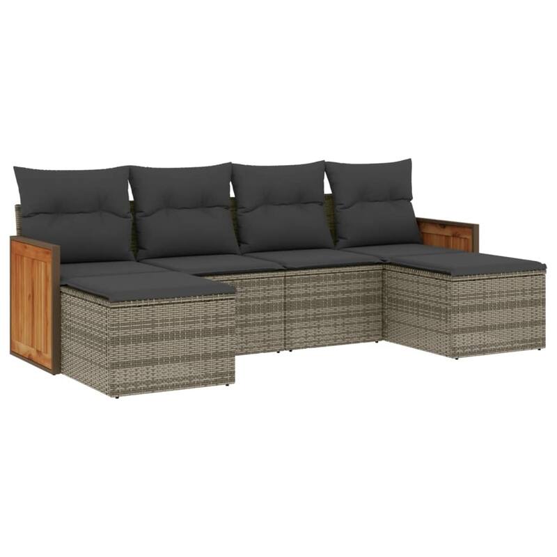 vidaXL Garden Sofa Set Grey PE rattan Medium Adjustable Feet