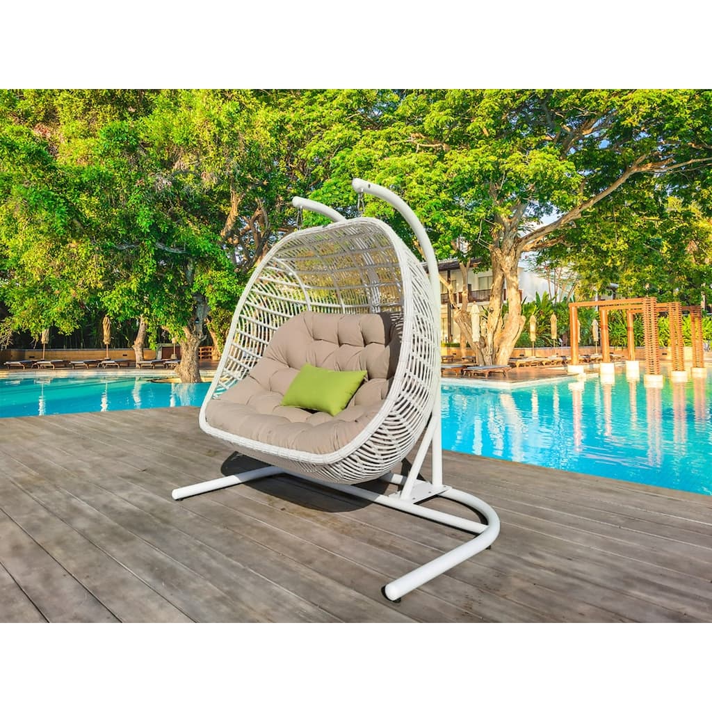 Renava San Juan Outdoor White & Grey Hanging Chair