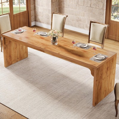78-Inch Wood Modern Rectangular Dining Room Table, Long Kitchen Dining Table, Brown