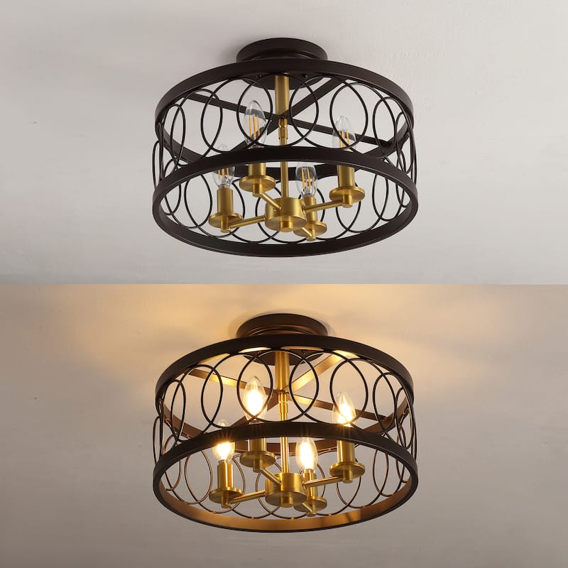 Soka 15.5" Metal LED Semi-Flush Mount, Oil Rubbed Bronze by JONATHAN Y