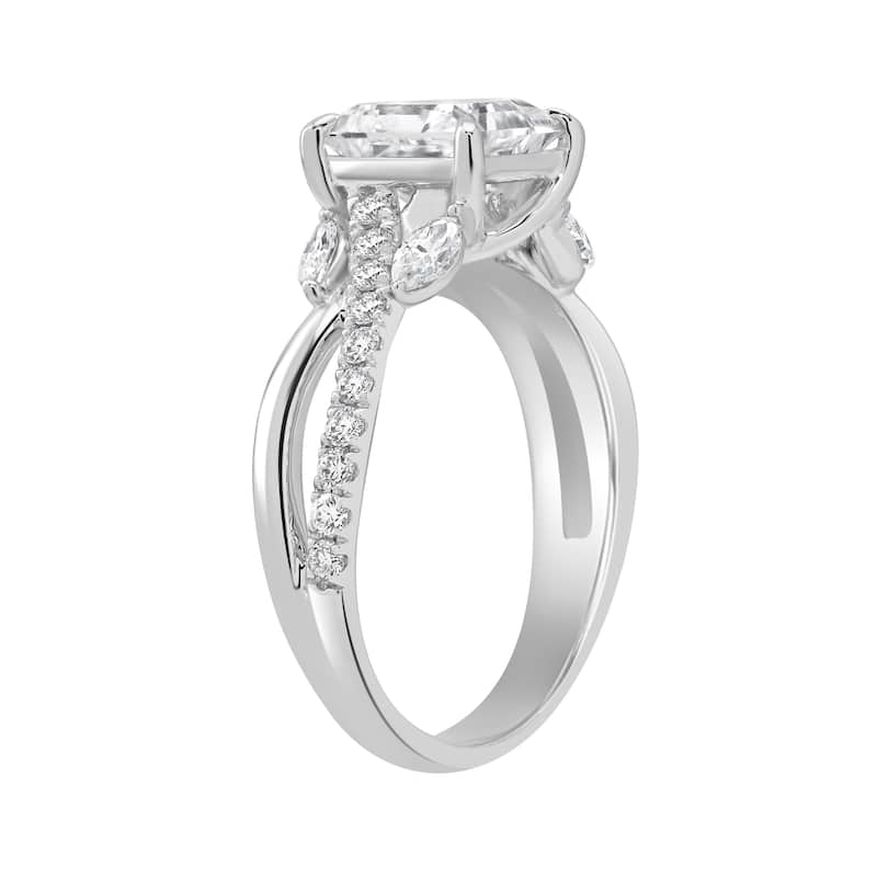 Auriya 14k Gold 5 3/5ctw Princess Lab grown Twisted-Shank Diamond Engagement Ring (E-F VS)