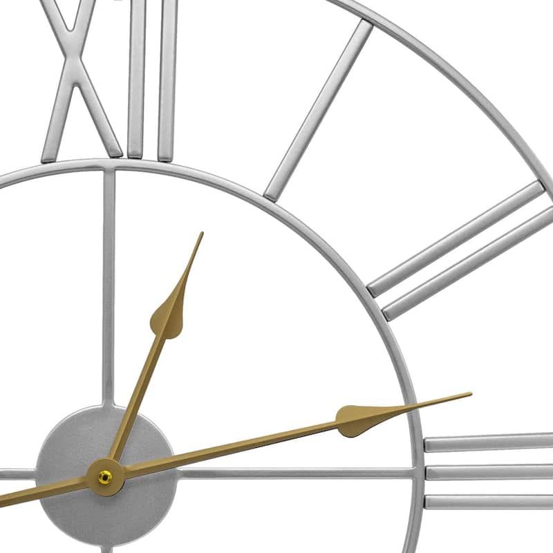 Sorbus Large Decorative Wall Clock, Analog Metal Clock, 24" Round (Silver)