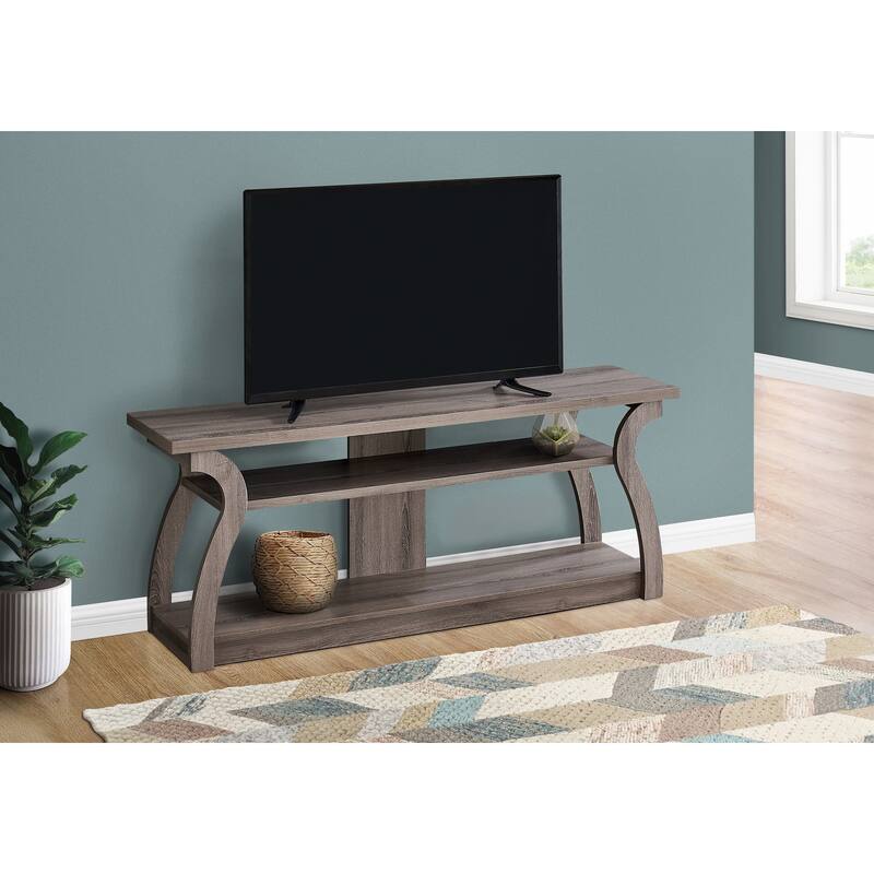 Contemporary 60" TV Stand, Narrow Profile Media Entertainment Center with Storage Shelves