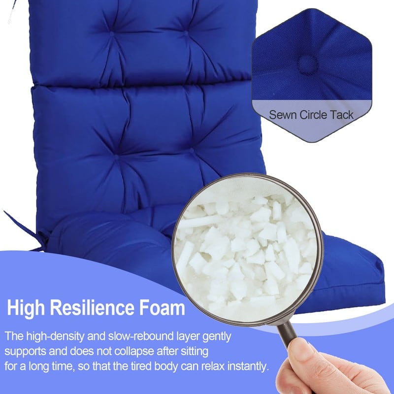 2 Pcs Set High Back Patio Chair Cushions, 44'' x 22''x 4''Tufted Rocking Chair Cushions, for Garden Porch Home Office Chair Use