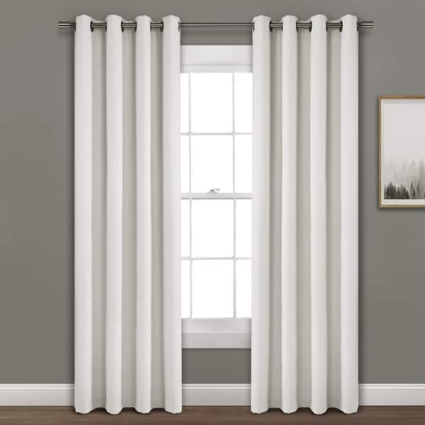 slide 2 of 32, Porch & Den Limpus Faux Linen Grommet Top Blackout Curtain Panel 84"L x 52"W - White