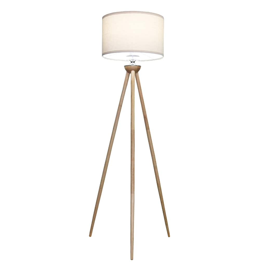 Tall Corner Floor Lamp, Energy Efficient LED Standing Light for Living Room, Three Legged Wooden Strip Floor Lamp - 110V