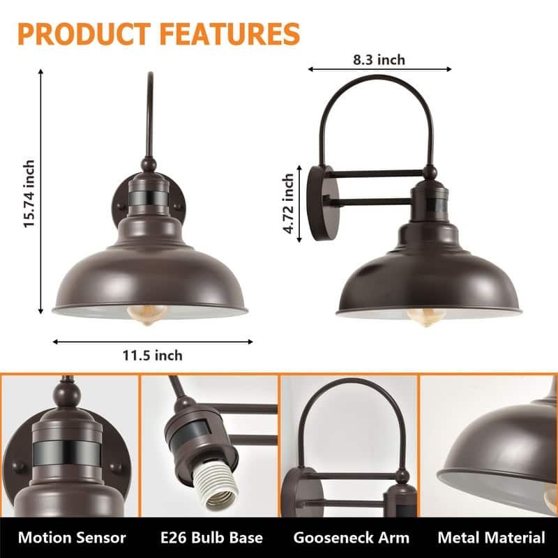 Motion Sensor Outdoor Wall Lights Waterproof Wall Lantern for House Porch Garage