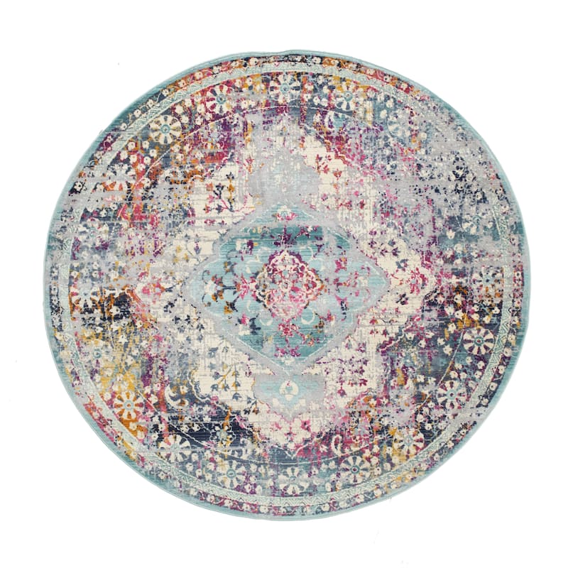 Noori Rug Westfield High-low Rosalee Area Rug - 5'0" x 5'0" - Silver/Teal Green