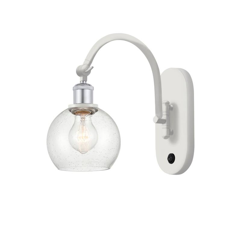Innovations Lighting 518-1W-12-6 Athens Sconce Athens 12" Tall Wall - White and Polished Chrome / Seedy