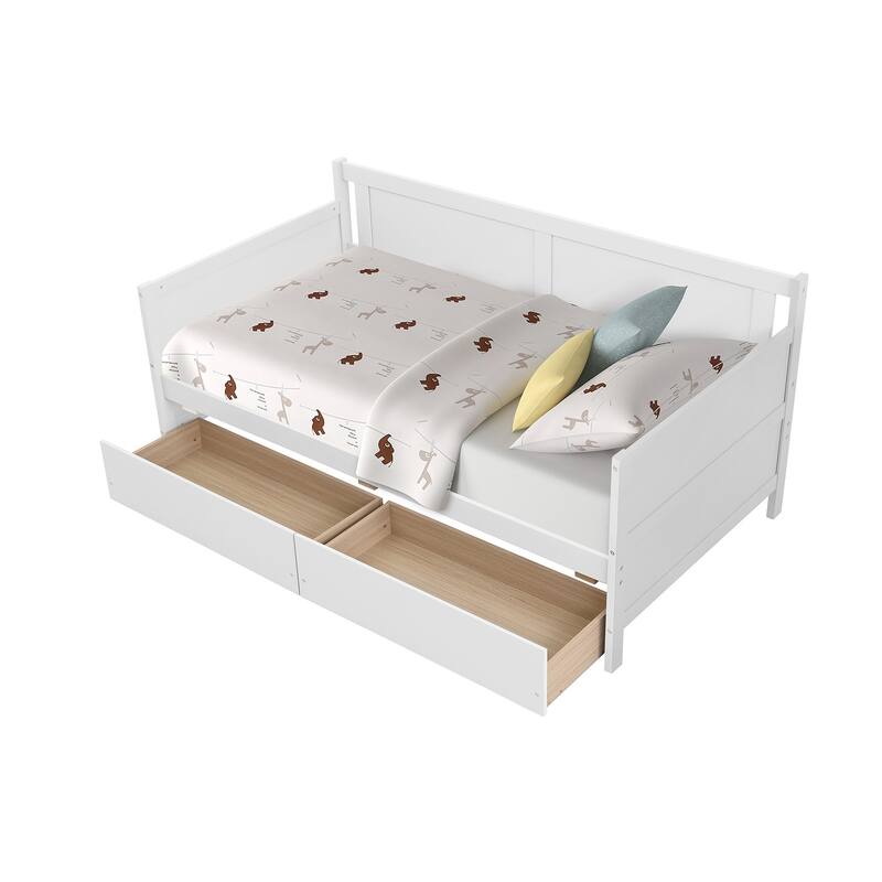 Daybed with 2 drawers - White
