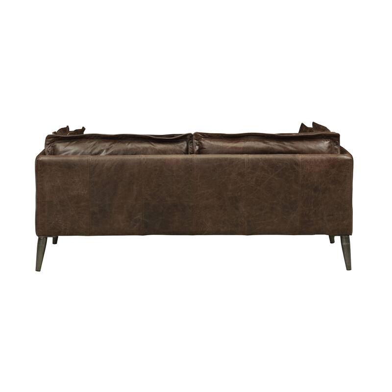 Andre Distress Chocolate Loveseat with Metal Tapered Leg