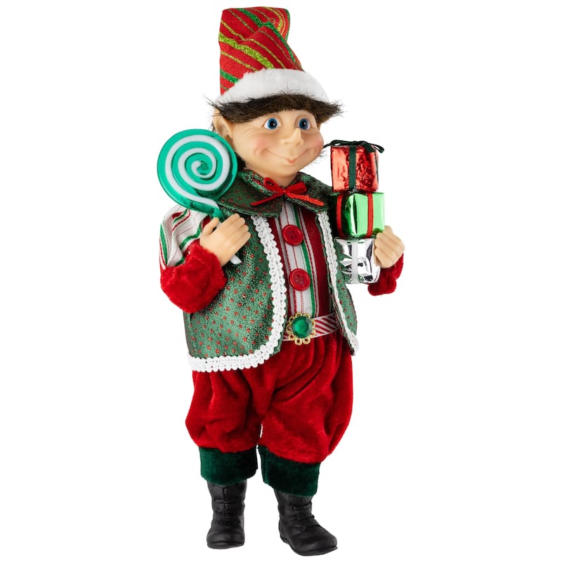 Lollipop Elf with Gifts Christmas Figure - 12"