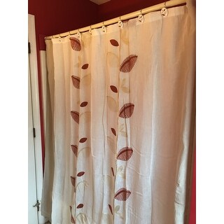 Shop Embroidered Ivory Linen Leaf Shower Curtain And Hooks