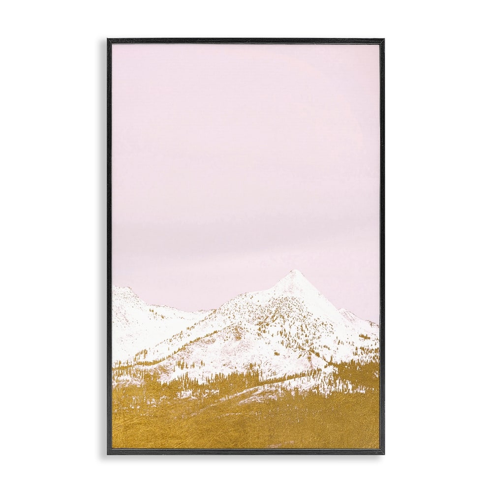 Stupell Snowy Mountain on Pink Framed Giclee Art Design By Gemma Bardot