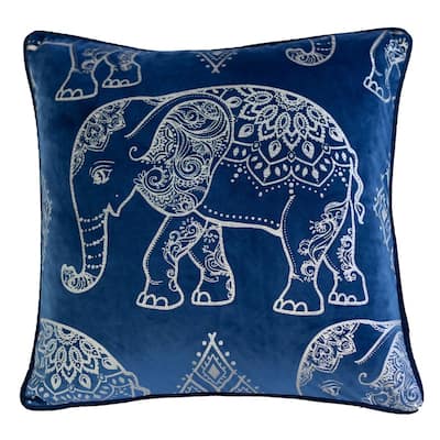 Homey Cozy Foil Print Elephant Throw Pillow Cover & Insert