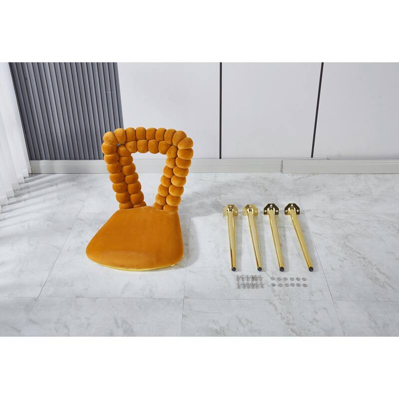 Modern Chair Set (2) with Golden Iron Tube Legs