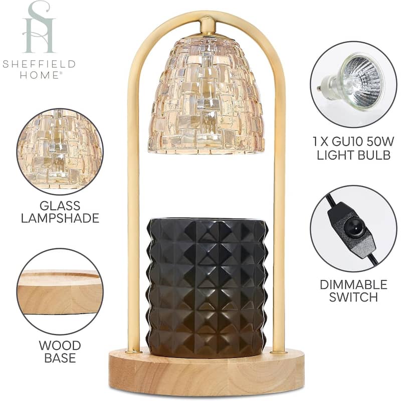 Sheffield Home Glass Candle Warmer Lamp, Flameless Candle and Wax Melter for Long-Lasting Fragrance