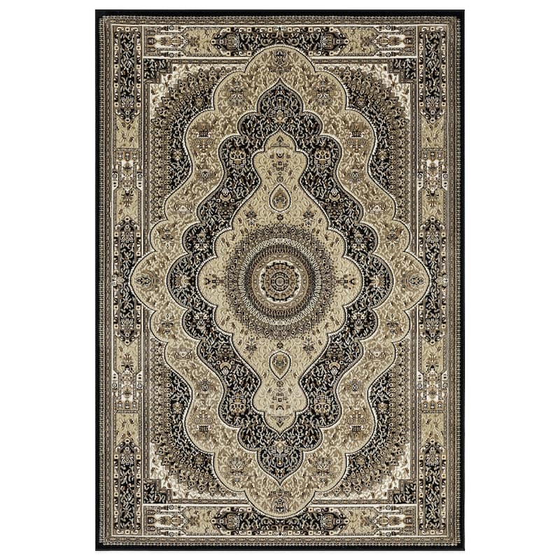 Prime Collection Border Area Rug - 5'2'' X 7'5'' - Black/Cream