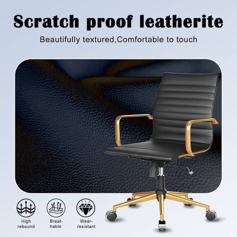 CAROCC Ribbed Computer Office Chair Swivel Lift tilt function Ergonomic Premium Leather Desk Armchair