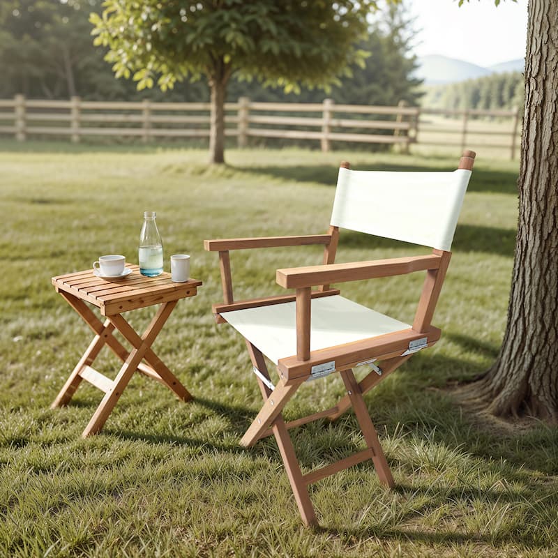Russell Teak Director Chair - White