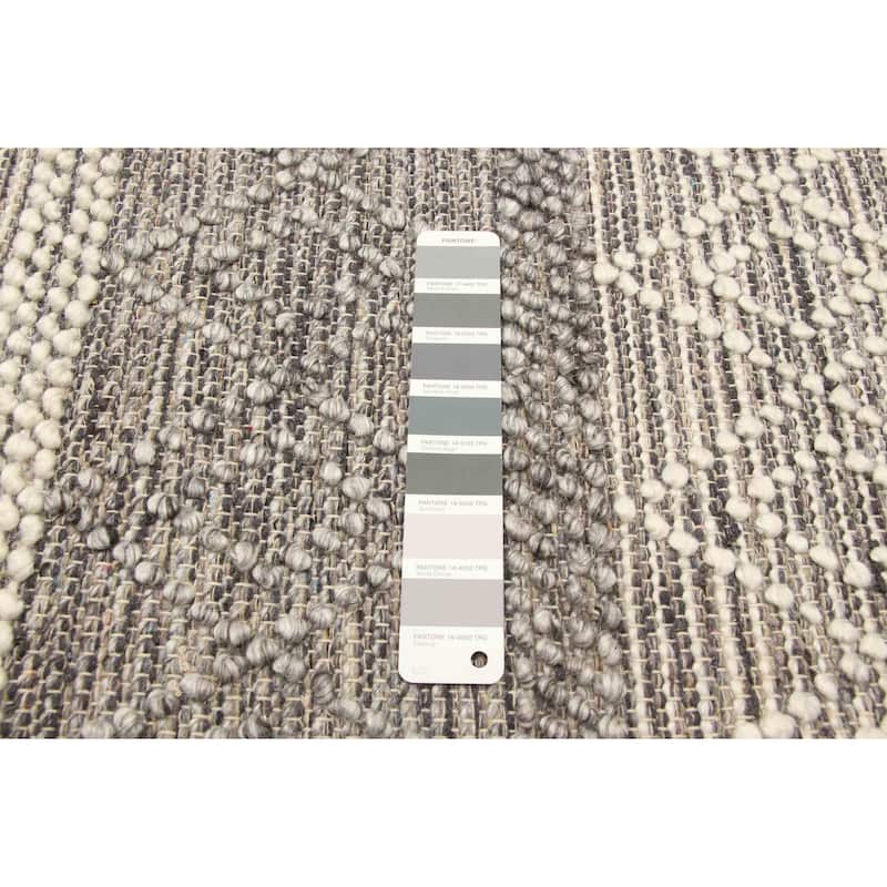 ECARPETGALLERY Braid weave Sienna Grey Wool Rug - 6'1 x 9'0