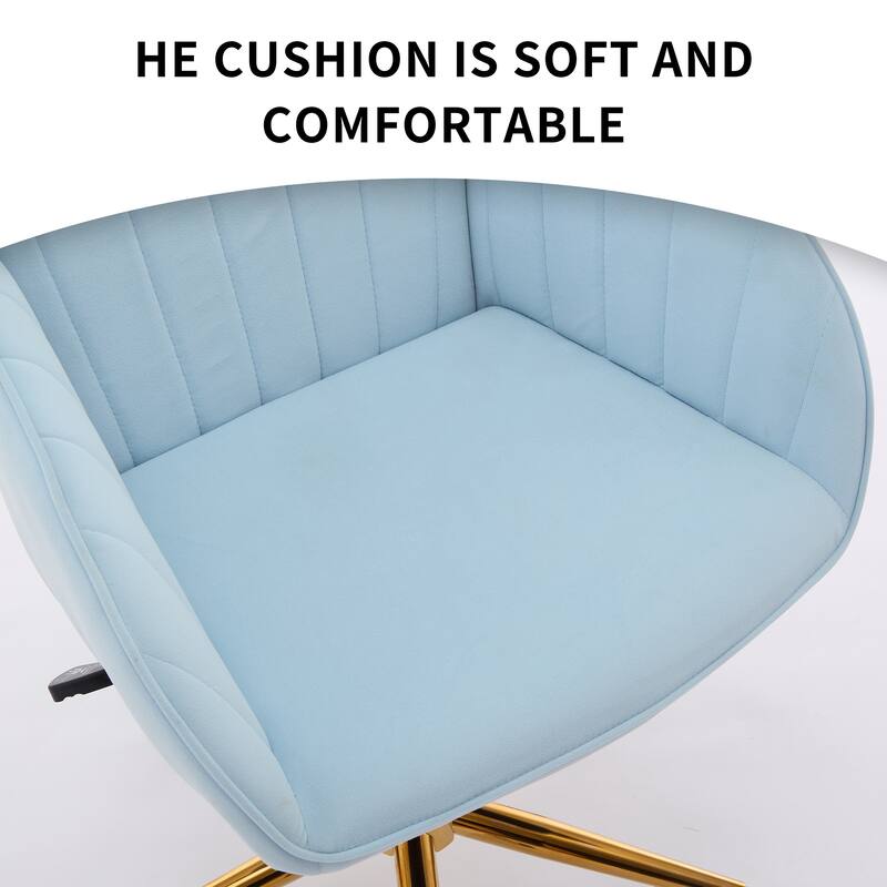 Comfortable Vanity Chair Visitor Chair with Lumbar Support, Baby Blue Ergonomic Swivel Chair Computer Chair with Backrest