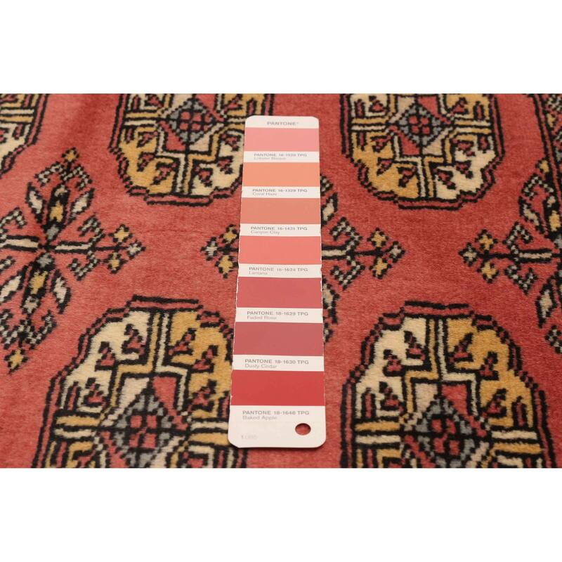 ECARPETGALLERY Hand-knotted Peshawar Bokhara Coral Wool Rug - 2'7 x 9'10