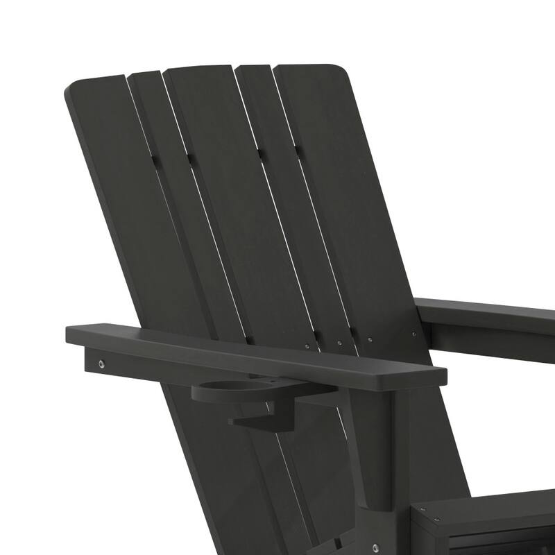 Commercial All-Weather Rocking Adirondack Chair with Swiveling Cupholder