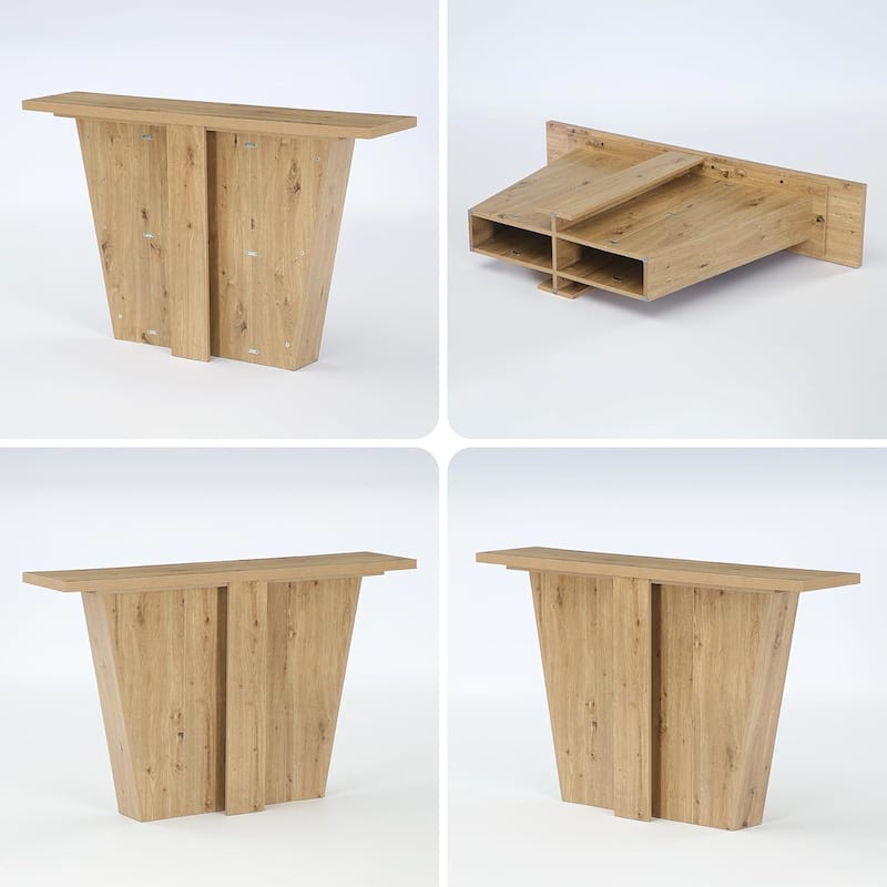 55” Natural Console Table, Modern Sofa Table for Living Room, Bedroom