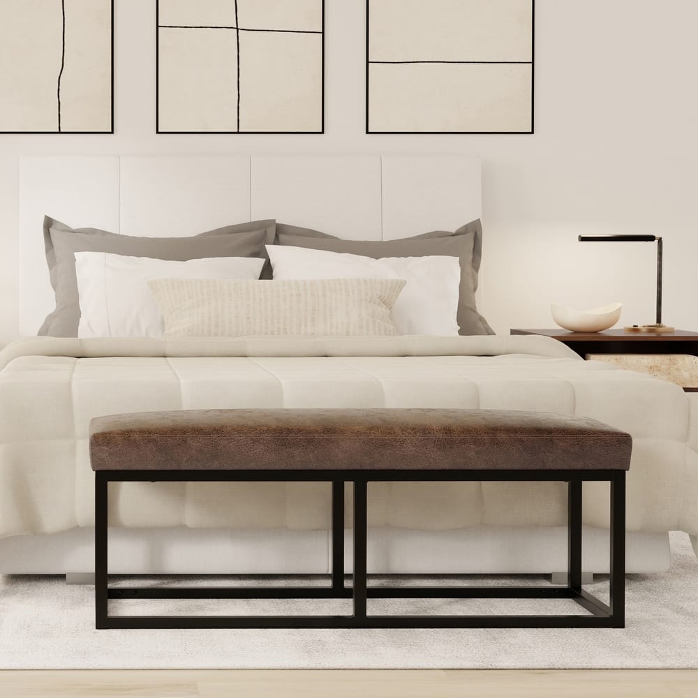 WYNDENHALL Kerwood 44 inch Wide Contemporary Rectangle Ottoman Bench - 14.6" D x 44" W x 18.5" H