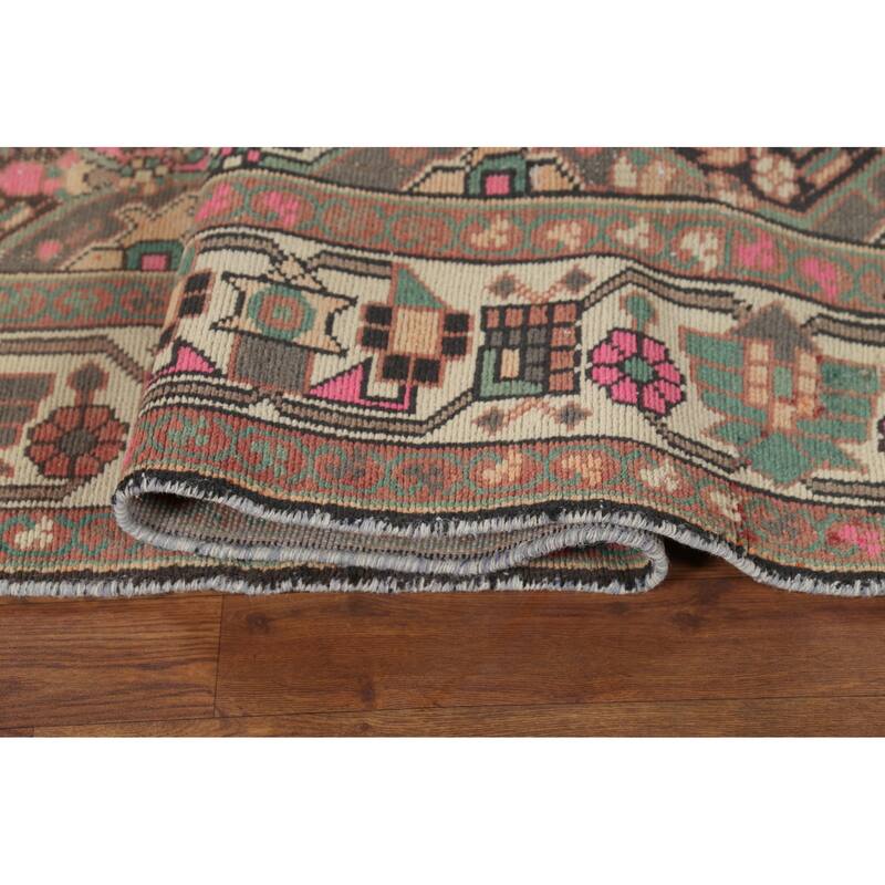 Bakhtiari Persian Vintage Area Rug Handmade Beige Wool Carpet - 6'7"x 9'7"