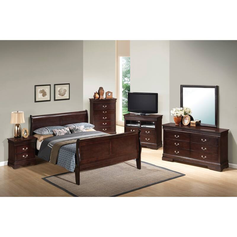 Wooden Sleigh Queen Platform Bed - 84" - Dark Brown