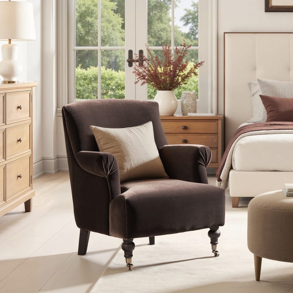 Eloise 30" Transitional Velvet Pleated Sock Arm Accent Chair