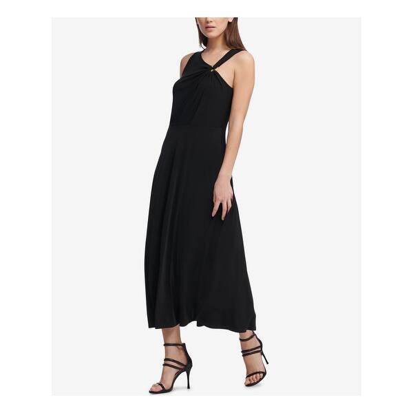 Shop Dkny Womens Black Sleeveless Below The Knee Cocktail Dress