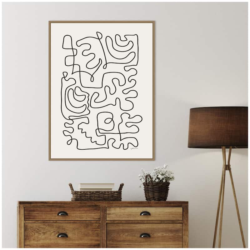 Kate and Laurel Connected Lines by Gabrielly Guedes Framed Canvas Wall Art Print