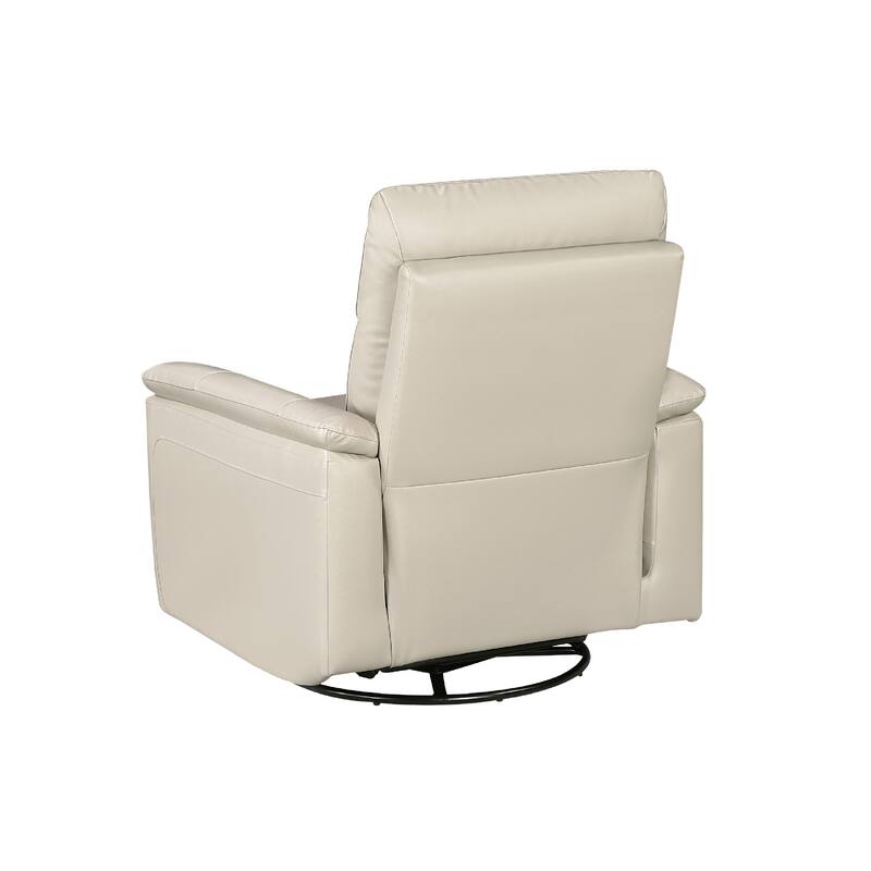Jen Manual Swivel Glider Reclining Chair, Taupe Top Grain Leather