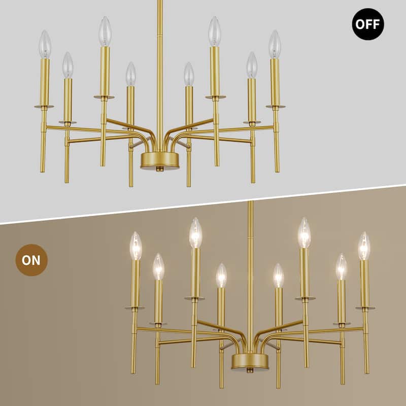 Starsky 8-Light 27'' Traditional Classic Candle Farmhouse Chandelier