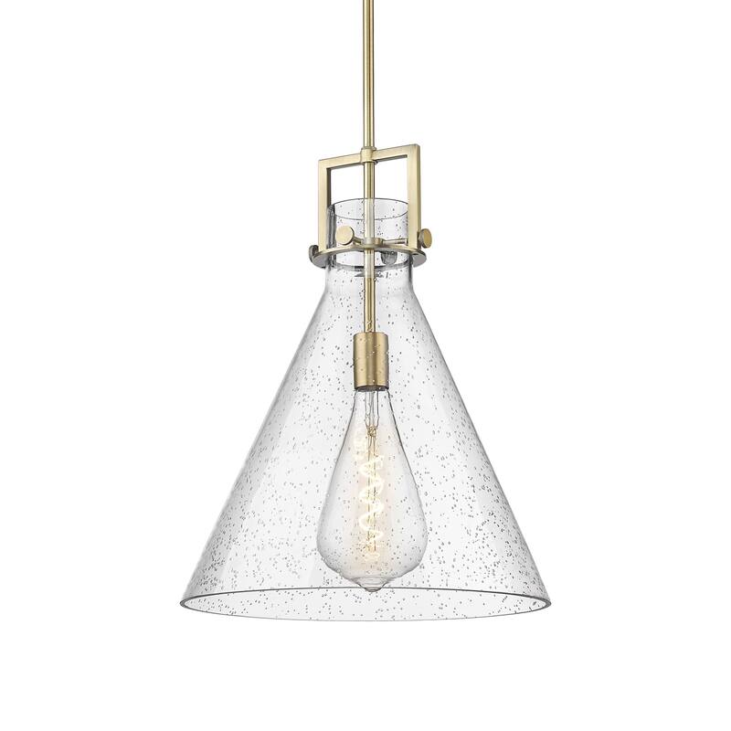 Innovations Lighting 411-1SL-20-16 Newton Cone Pendant Newton Cone 16" - Brushed Brass / Seedy
