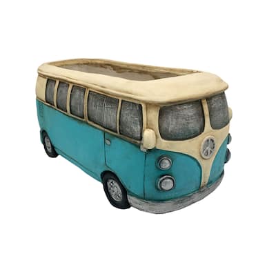 Van Outdoor Garden Planter - 16" - Blue and Off White